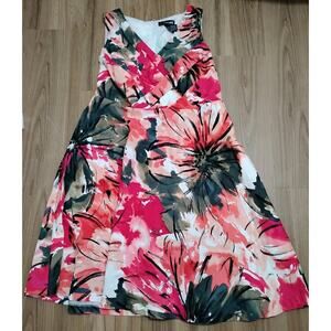 Lane Bryant Sz 16 Sleeveless Floral Dress Multicolor Fit And Flare Summer